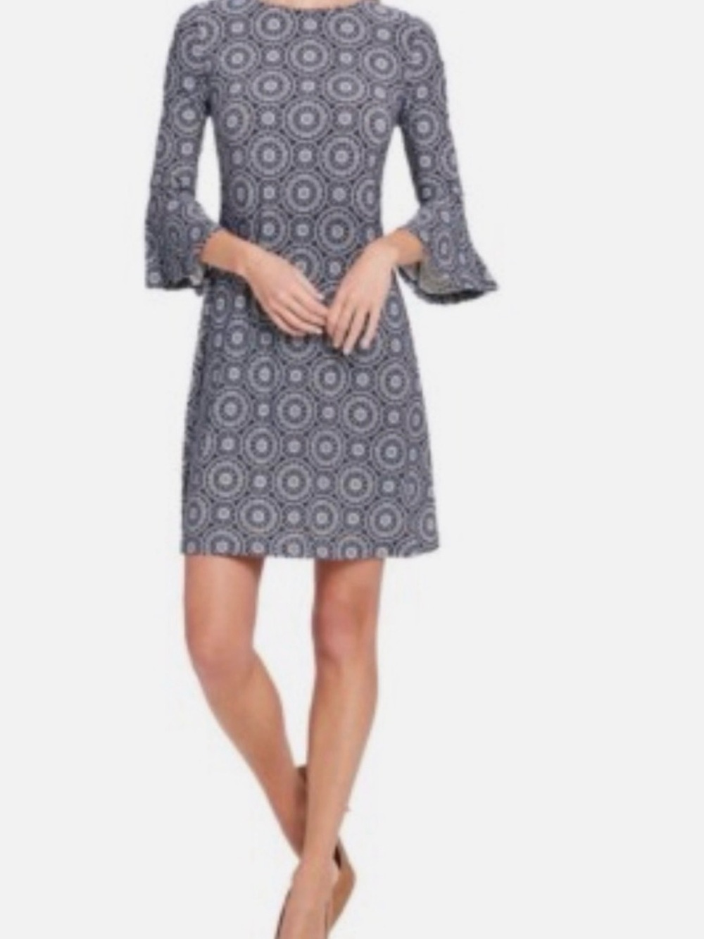 Tommy Hilfiger Navy and White Bell Sleeve Shift Dress